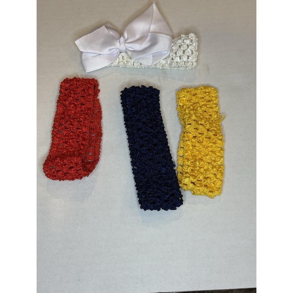 The Unbranded Brand Other - Baby Toddler Headbands Lot Stretchable Red White Blue Yellow Weave